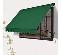 Retractable Awning with Manual Crank Handle Aluminum Frame Door Canopy UV Resistant Outdoor Manual Retractable Awning Cover(Green,2.5m/8.2ft)
