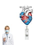 Retractable Badge Holders, Heart Pattern Vertical Clip, Compact Pack with Active Build, Nurse Card Organizer Aid with Resin, Work Routine Helper, Seasonal Transition for Doctor Teacher Student