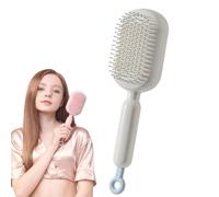 Retractable Cushion Massage Brush, Self-Cleaning Retractable Brush Hair with Soft Air Cushion, Gentle Scalp Comfort Detangling Comb for Travel Home Office (White)