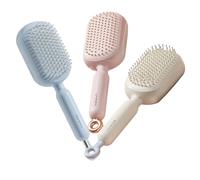 Retractable Cushion Massage Comb, Air Anti Static One-pull Self Cleaning Hair Brush, for All Hairs Types Home Travel School. (pink+blue+white)