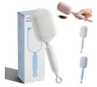 Retractable Cushion Massage Comb, Anti Static Self Cleaning Hair Brush, Retractable Hairs Brush with Bristles, Hairs Styling Tools for All Hair Types (White)