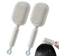 Retractable Cushion Massage Comb Brush, Anti Static Self Cleaning Hair Brush, Ergonomic Handle Hair Comb Upgraded soft comb teeth are suitable for Home Travel Office (2White)