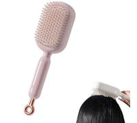 Retractable Cushion Massage Comb Brush, Anti Static Self Cleaning Hair Brush, Ergonomic Handle Hair Comb Upgraded soft comb teeth are suitable for Home Travel Office (Pink)