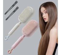 Retractable Cushion Massage Comb Brush, Anti Static Self Cleaning Hair Brush for Women Men, Wet Dry Curly for All Hairs Types Home Travel Office School (2pcs-b)