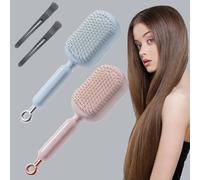 Retractable Cushion Massage Comb Brush, Anti Static Self Cleaning Hair Brush for Women Men, Wet Dry Curly for All Hairs Types Home Travel Office School (2pcs-c)