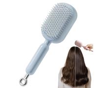 Retractable Cushion Massage Comb Brush, Self Cleaning Hair Brush, Massage Comb - ABS Retractable Air Cushion Hair Brush, One-pull Clean Anti Static Brushs All Hairs Types (Blue)