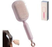 Retractable Cushion Massage Comb Brush, Self-Cleaning Hair Brush, One pull Clean Anti Static Brushs, ABS Retractable Air Cushion Hair Brush for Men & Women All Hairs (Rosa)
