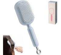 Retractable Cushion Massage Comb Brush, Self-Cleaning Hair Brush, One pull Clean Anti Static Brushs, ABS Retractable Air Cushion Hair Brush for Men & Women All Hairs (Blue)