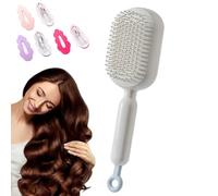 Retractable Cushion Massage Comb,Retractable Self Cleaning Hair Brush for Women Men, ABS Air Cushion Detangling Brush for All Hairs Types in Bathroom Bedroom,One-pull Clean Anti Static Brushs (White)