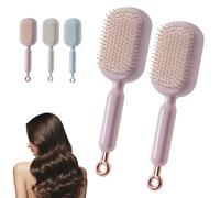 Retractable Cushion Massage Comb, Retractable Self Cleaning Hair Brush for Women Men, Anti-Static Air Cushion Comb, for All Hairs Types in Bathroom Bedroom Office Travel, One-pull Clean (2PCS-d)