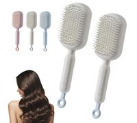 Retractable Cushion Massage Comb, Retractable Self Cleaning Hair Brush for Women Men, Anti-Static Air Cushion Comb, for All Hairs Types in Bathroom Bedroom Office Travel, One-pull Clean (2PCS-f)