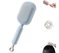 Retractable Cushion Massage Comb, Self Cleaning Hair Brush, Anti-Static Detangling Scalp Comb, One-pull Clean,for Women Men All Types Home Travel Office School (Blue)