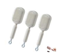 Retractable Cushion Massage Comb, Self Cleaning Hair Brush, Retractable Self Cleaning Hair Brush for Women, One-Pull Clean Anti Static Brushs, Hairs Styling Tools for All Hairs Types (White*3)