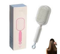Retractable Cushion Massage Comb, Ultra-Soft Rebound Retractable Hair Brush, Hidden Air Cushion Self Cleaning Hair Brush for Women (White)