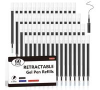 Retractable Gel Pen Refills, Shuttle Art 60 Pack Black Rollerball Gel Ink Pens Refills, Bulk Set, 0.7mm Fine Point for Writing Journaling Taking Note