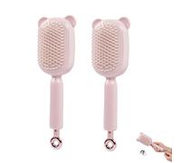 Retractable Hair Brush, Retractable Cushion Massage Comb Brush, Retractables Bristles Easy to Clean Anti Static Massage Hairbrush, for Women Long Hairs Thick Hairs (Pink*2)