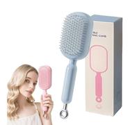 Retractable Hair Brush, Retractable Cushion Massage Comb with One-Pull Easy Clean Design, All Hair Types, Home Travel Use (Blue)