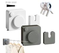 Retractable Indoor Outdoor Clothesline with Anti-Droop Design, Drill-Free Invisible Adjustable Clothesline, Wall Mounted Stainless Steel Washing Line, for Bathroom, Laundry Room, Balcony (A-1)