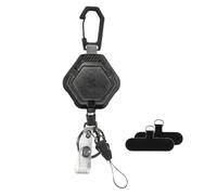 Retractable Keychains, Carabiner Clip Tether, Anti-Theft and Drop Protection Reel, Pull Cord Attachment, Lightweight Secure Holder, Perfect for ID Badge, Hiking, Trekking, Outdoor Adventure, Metal