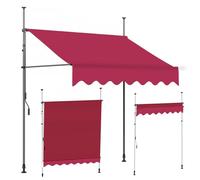 Retractable Patio Awning, 3m Adjustable Sunshade for Pergola, Backyard, Garden & Balcony, Red, 400cm Outdoor Shade Cover, UV Protection & Weather Resistant