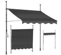 Retractable Patio Awning, 3m Adjustable Sunshade, Outdoor Pergola Canopy for Backyard, Garden & Balcony, No Drilling Required, Black, 400cm Shade Cover