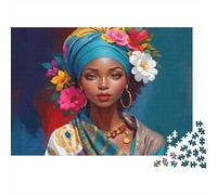 Retrato de mujer africana Puzzle Fai Da Te 1000 Pezzi Cartone Extra Spesso Per Famiglia, Gioco Divertente Stimolante, Bella Decorazione, Regalo Compleanno Per Famiglia 38x26cm/1000pcs