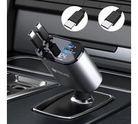 Retrattile Caricabatterie USB per Auto Adattatore Presa USB C Tipo C 60W Con 2