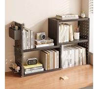 Retrattile Libreria Da Scrivania Con Scheda Perforata, Rotante Scaffale Per Scrivania, Mensola A Scaffale Con Griglia In Metallo, Per Computer, Del Soggiorno(Nero)
