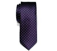 Retreez - Cravatta a pois, tessuto in microfibra, vari colori, sottile Viola con puntini bianchi. Taglia unica