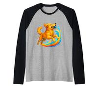 Retriever Che Gioca Con L'Arte Della Palla Maglia con Maniche Raglan