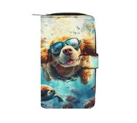 Retriever Dog Undersea Diving Womens PU Leather Wallet Long Purse Clutch Organizer per Ufficio Viaggio