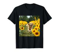 Retriever Girasole Campo Felice Cane Grafica Maglietta