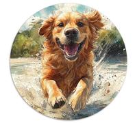 Retriever Golden Puzzle 1000 pezzi a goccia rotonda Puzzle giocattoli regalo interessanti decorazione da parete per adulti, 1000 pezzi (67,5 x 67,5 cm)