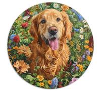 Retriever Golden Puzzle 1000 pezzi campana di fiori rotonda puzzle gioco casual decorazione da parete per attività familiari stimolanti 1000 pezzi (67,5 x 67,5 cm)
