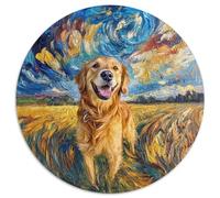 Retriever Golden Puzzle 1000 pezzi campo di cielo stellato rotondo puzzle gioco casuale decorazione della parete per tutta la famiglia 1000 pezzi (67,5 x 67,5 cm)