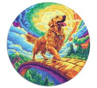 Retriever Golden Puzzle 1000 pezzi ponte in legno arcobaleno rotondo puzzle gioco casual decorazione domestica per tutta la famiglia 1000 pezzi (67,5 x 67,5 cm)