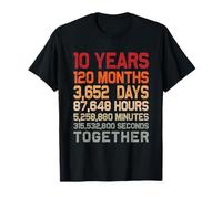 Retrò 10 Anni Insieme Fantastico 10 ° Anniversario di Matrimonio Maglietta