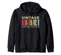 Retro 111 Anni Vintage 1914 Edizione Limitata Compleanno Felpa con Cappuccio
