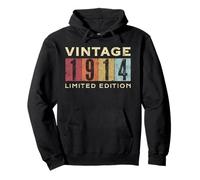 Retro 111 Anni Vintage 1914 Edizione Limitata Compleanno Felpa con Cappuccio