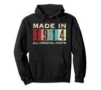 Retro 1914 Tutte le parti originali Vintage Made in 1914 Uomo Donna Felpa con Cappuccio