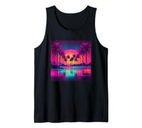 Retro 1990 Vaporwave Palm Tree Beach Tramonto, 1980's Beach Canotta