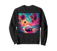 Retro 1990 Vaporwave Palm Tree Beach Tramonto, 1980's Beach Felpa