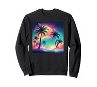 Retro 1990 Vaporwave Palm Tree Beach Tramonto, 1980's Beach Felpa