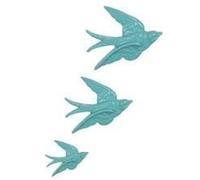 Rétro 3 Aviatore muro rondini stile vintage ceramica da parete, arte placche - Blu