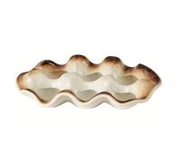 Retro 6 Grid Serving Tray, Ceramic Egg Plate for Fruits Snacks Appetizers Afternoon Tea Party