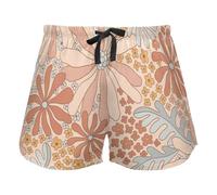 Retro 70s 60s Floral Women Pajama Bottoms, Workout Pantaloncini con Pockets per Yoga Running, L
