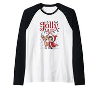 Retro 70s Jolly AF Christmas Sarcastic Vintage Pajama Style Maglia con Maniche Raglan
