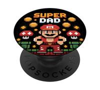 Retro 8-bit Super Dad Pixel Art Festa del papà Videogioco PopSockets PopGrip Adesivo