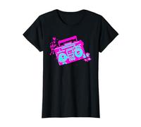Retro 80s 90s Boom-Box Vintage Cassette Player Graphic Tee Maglietta