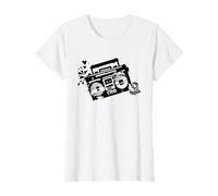 Retro 80s 90s Boom-Box Vintage Cassette Player Graphic Tee Maglietta